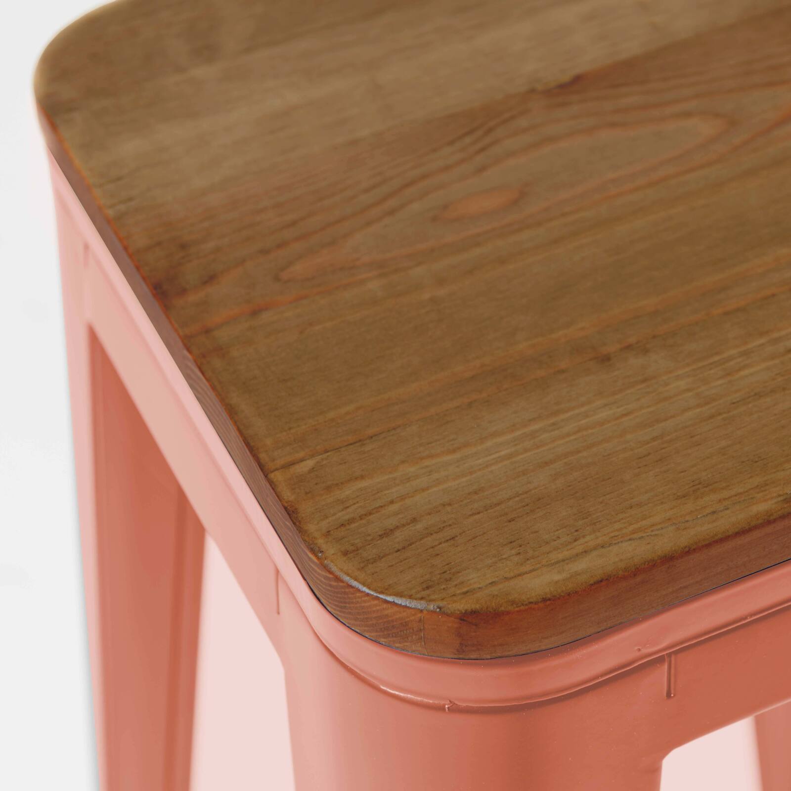 Lote de 4 taburetes de bar de material y madera (43 x 43 x 76 cm)