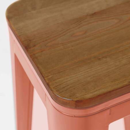 Lote de 4 taburetes de bar de material y madera (43 x 43 x 76 cm) (3/4)