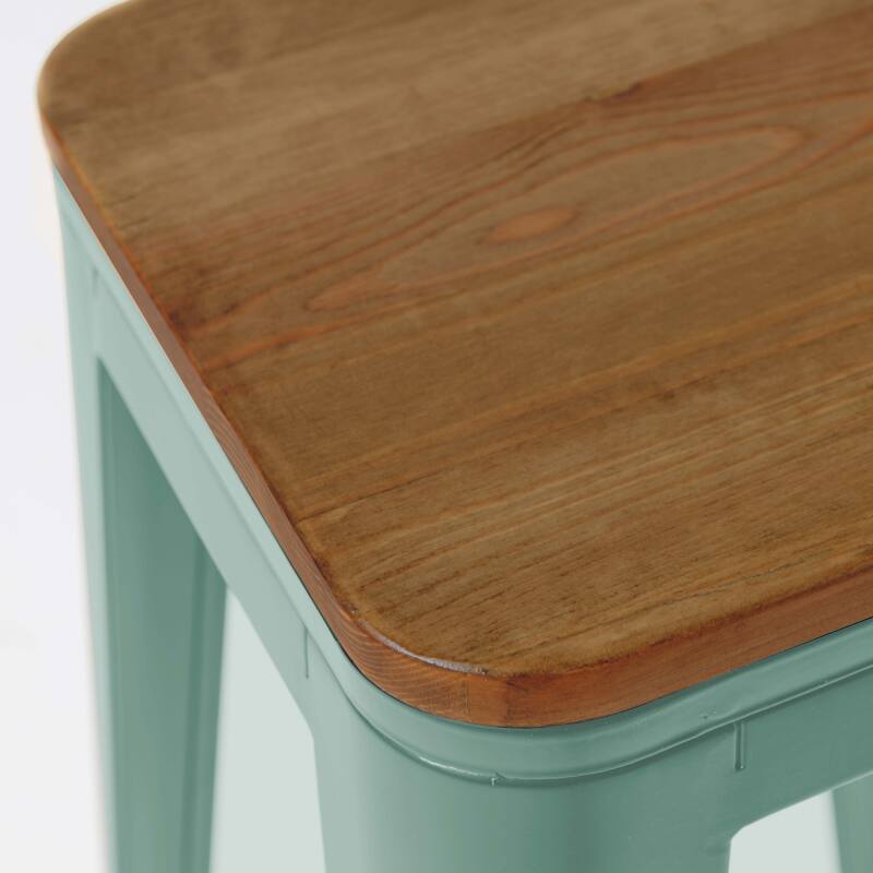 Lote de 4 taburetes de bar de material y madera (43 x 43 x 76 cm) (3/4)