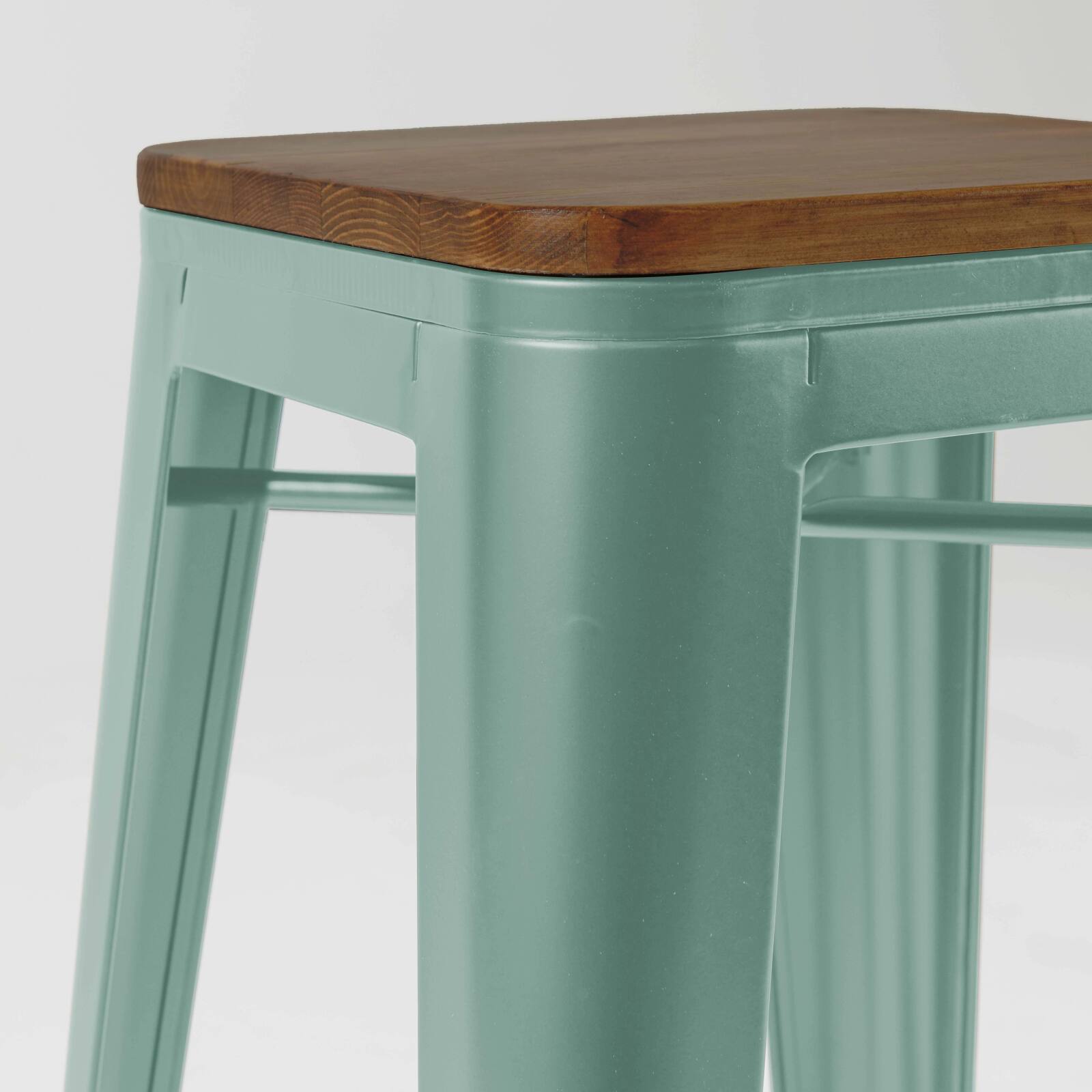 Lote de 4 taburetes de bar de material y madera (43 x 43 x 76 cm)