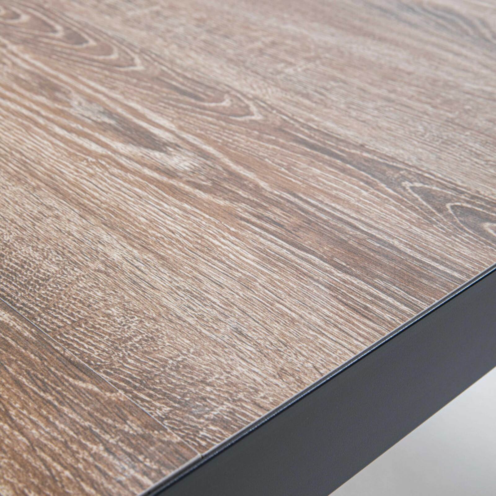 Mesa de jardín de aluminio efecto madera 206x100x74 cm y 8 sillas con reposabrazos