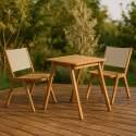 Mesa de jardín cuadrada 67 x 80 x 76 cm en madera de eucalipto FSC® y 2 sillas