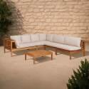 Sofá de jardín en forma de L de 5 plazas con mesa de madera de eucalipto FSC®