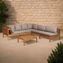 Sofá de jardín en forma de L de 5 plazas con mesa de madera de eucalipto FSC®