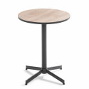 Mesa redonda Ø 60 x 72 cm y 4 sillas con reposabrazos apilables