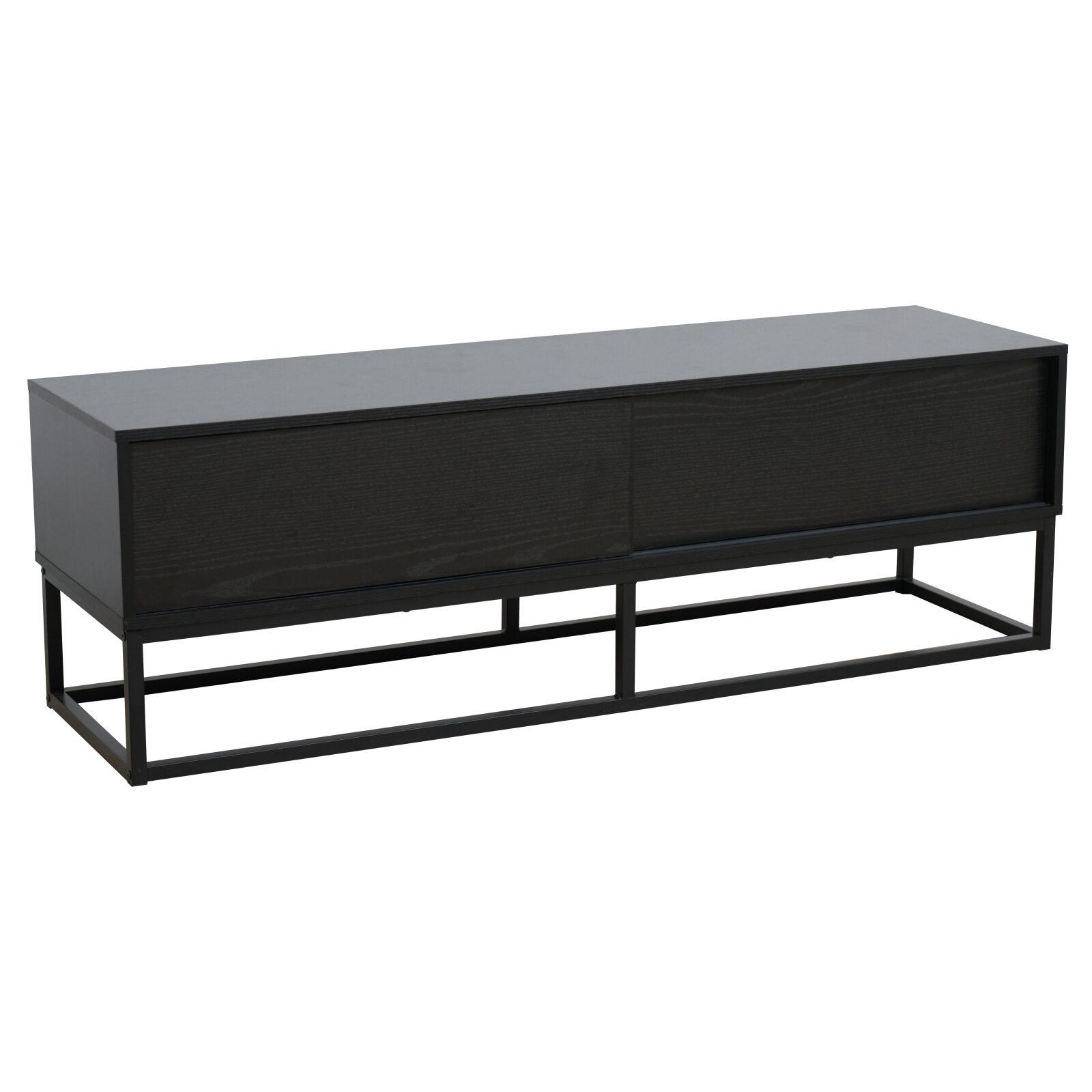 Mueble TV negro 140 cm de efecto madera