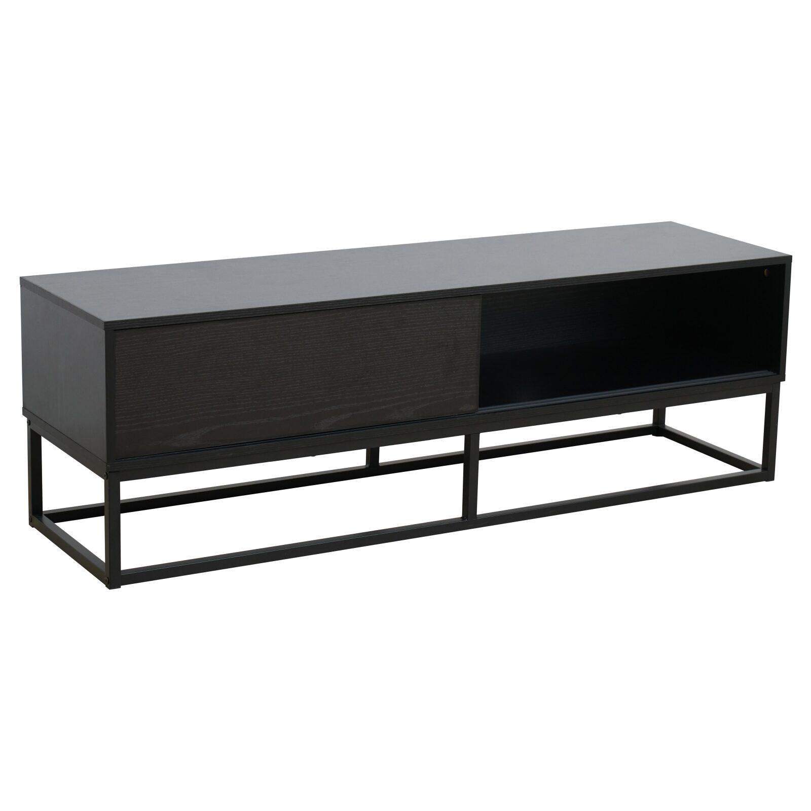 Mueble TV negro 140 cm de efecto madera