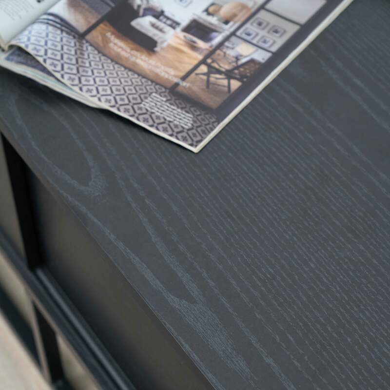 Mueble TV negro 140 cm de efecto madera