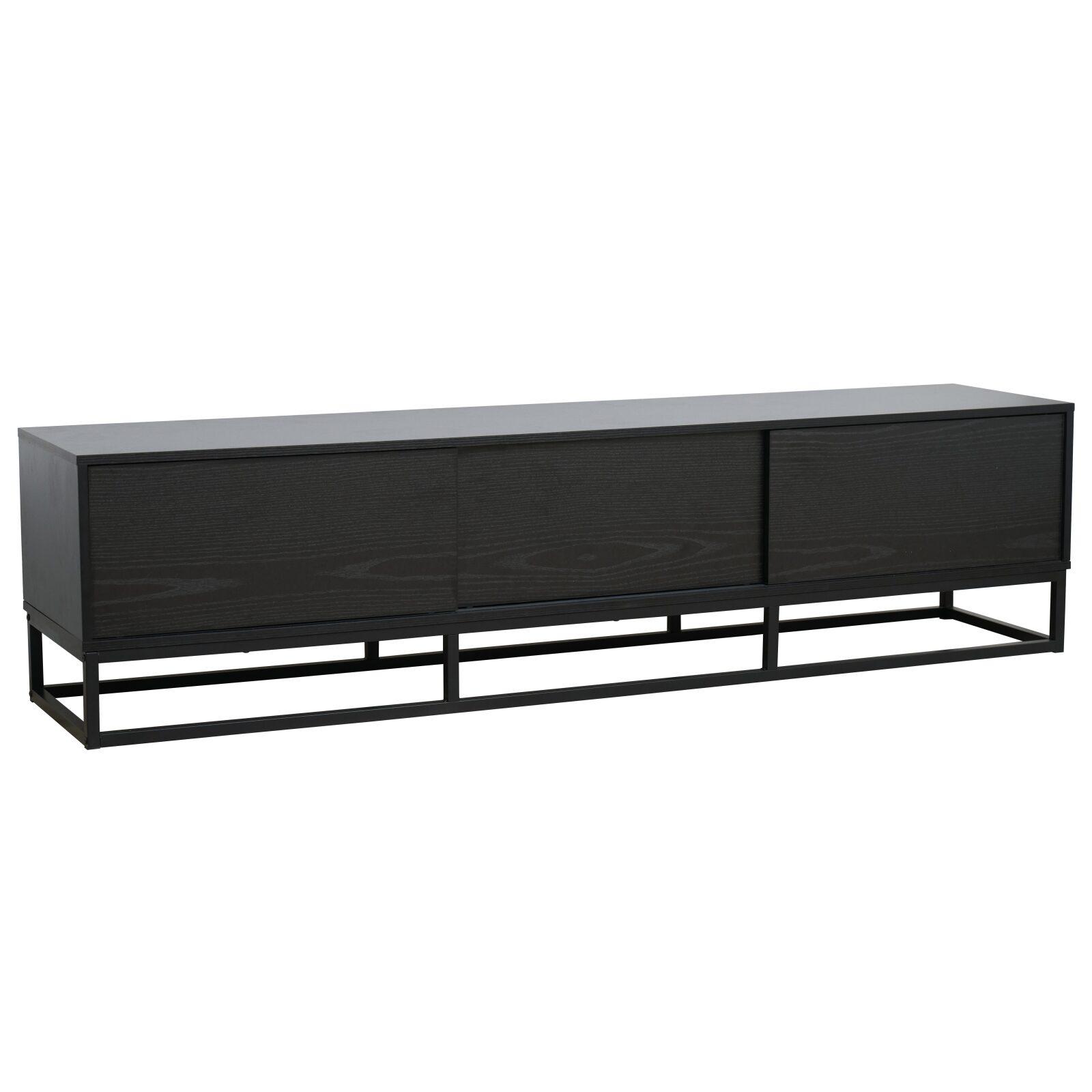 Mueble TV negro 180 cm de efecto madera