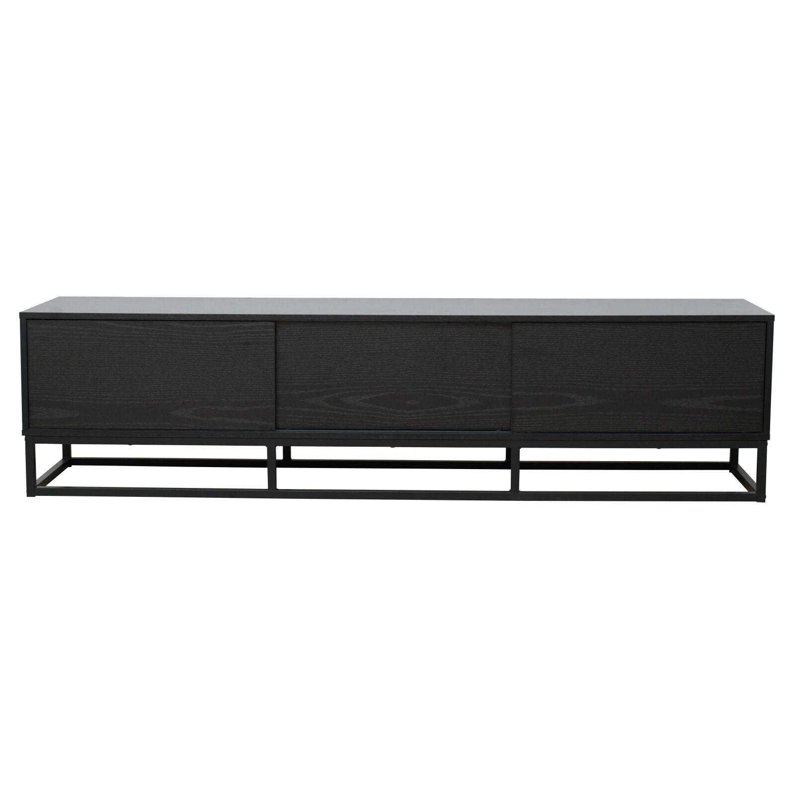 Mueble TV negro 180 cm de efecto madera