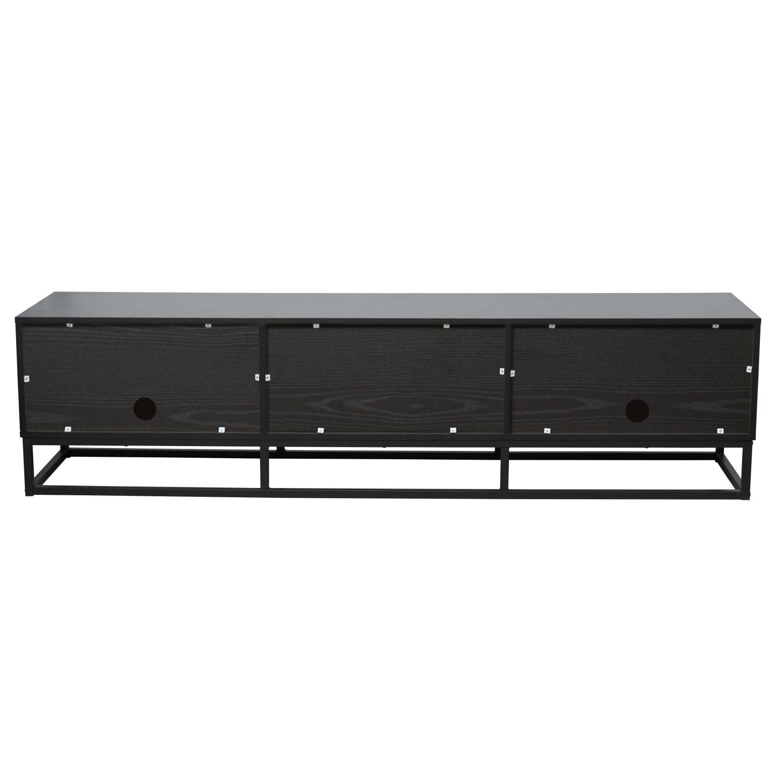 Mueble TV negro 180 cm de efecto madera