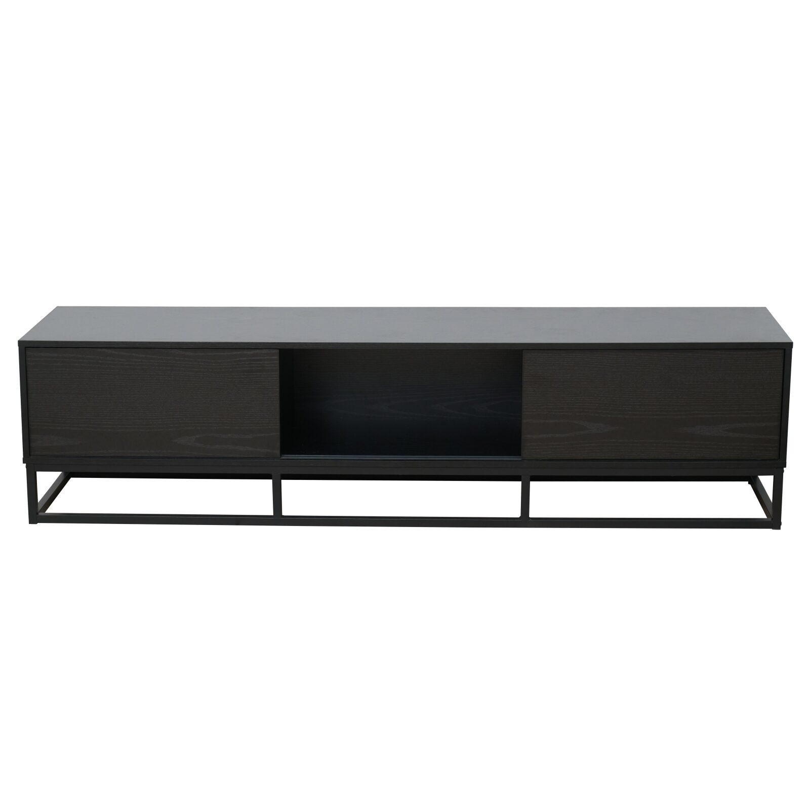 Mueble TV negro 180 cm de efecto madera