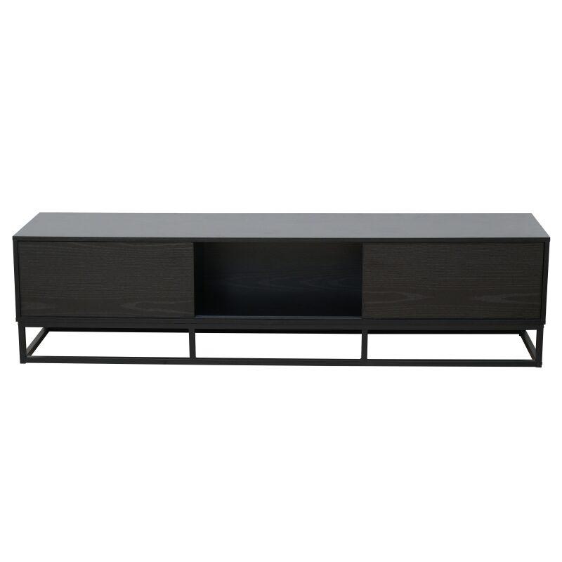 Mueble TV negro 180 cm de efecto madera