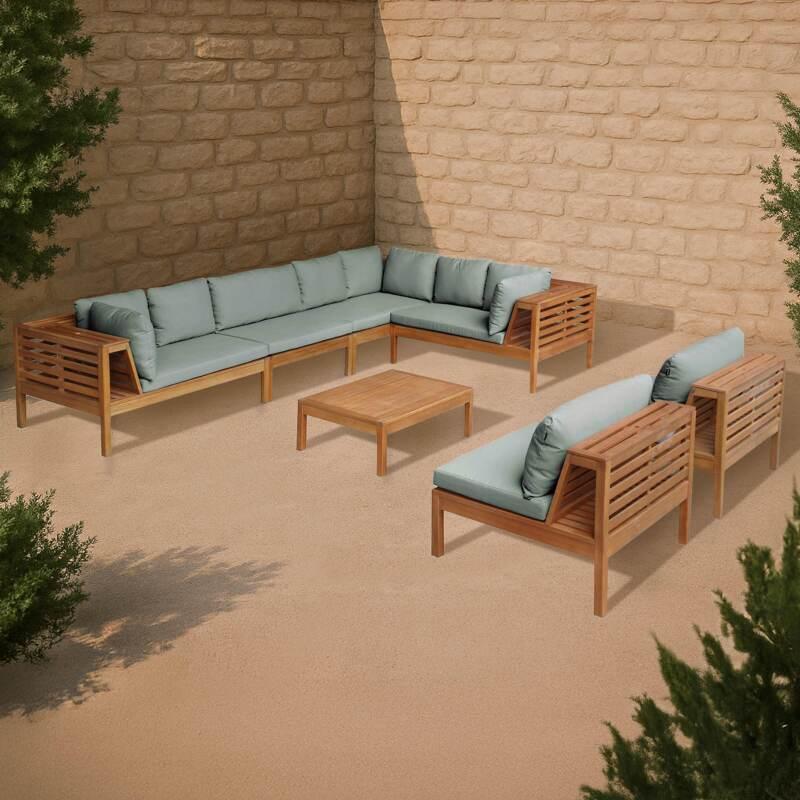 Conjunto de jardín de 8 plazas con mesa de madera de eucalipto FSC®