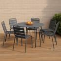 Mesa de jardín redonda de metal Ø120 cm y 6 sillas