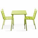 Mesa de jardín cuadrada 70 x 70 cm y 2 sillas de metal apilables