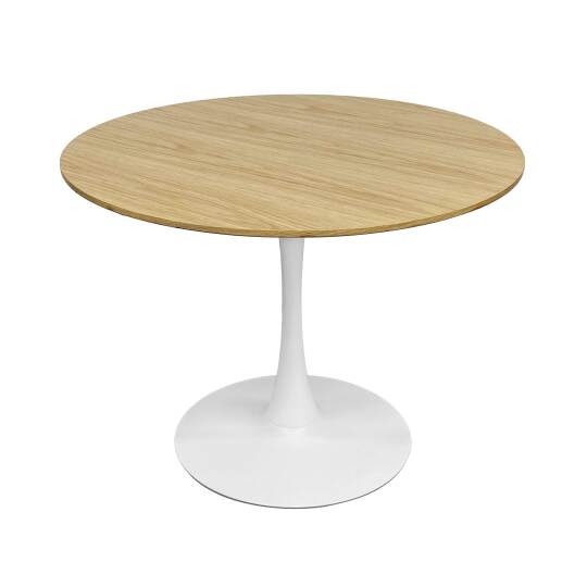 Mesa de comedor redonda de melamina y metal para 4 personas