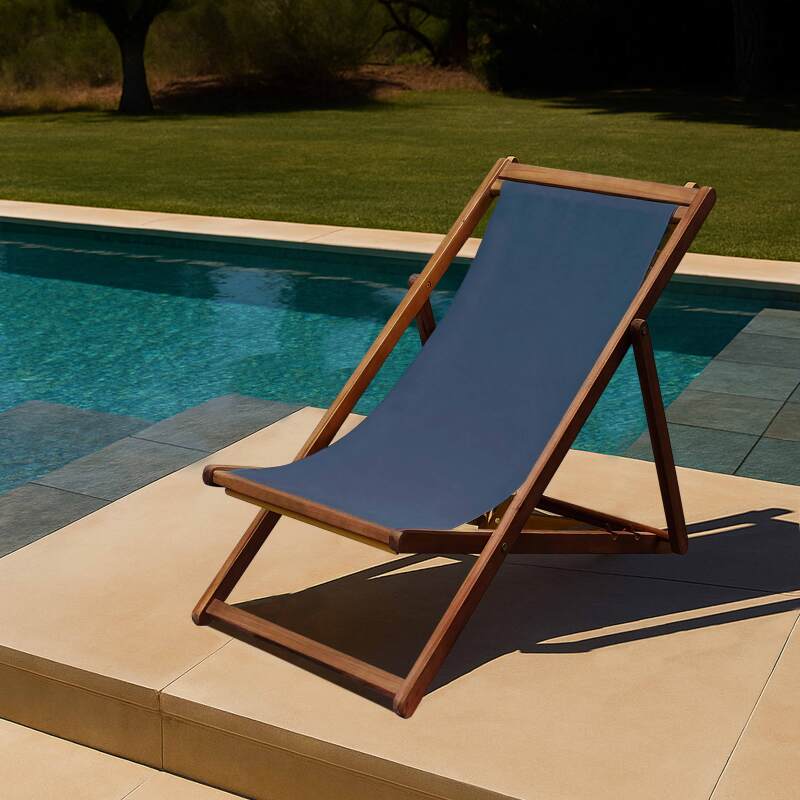 Tumbonas de acacia 100% FSC® reclinables en 3 posiciones - Lote de 2