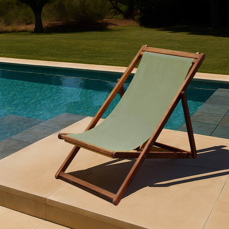 Tumbonas de acacia 100% FSC® reclinables en 3 posiciones - Lote de 2