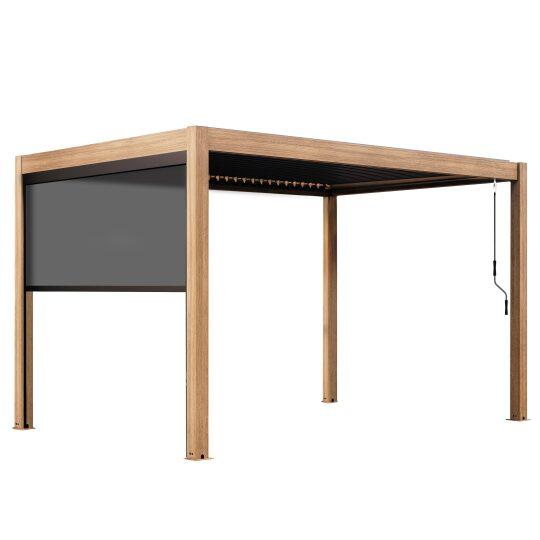 Pérgola bioclimática autoportante 4x3 m aluminio imitación madera 1,2 o 3 persianas | Oviala