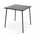 Mesa de jardín cuadrada 70 x 70 cm y 2 sillas de metal apilables