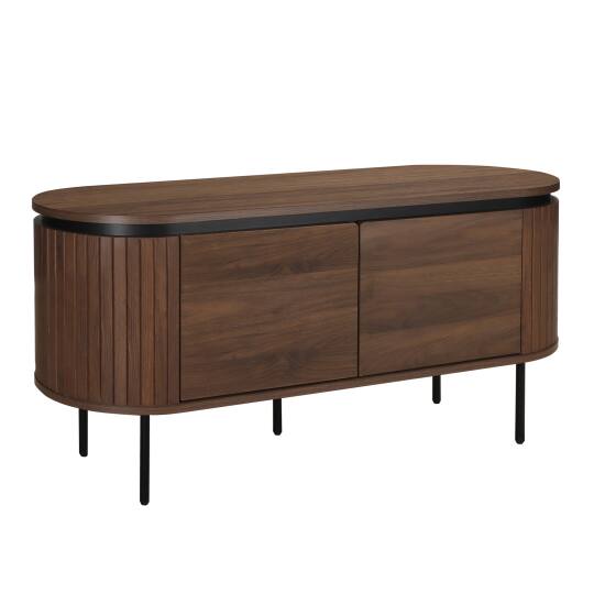 Mueble TV de efecto madera y listones 120 cm | Oviala