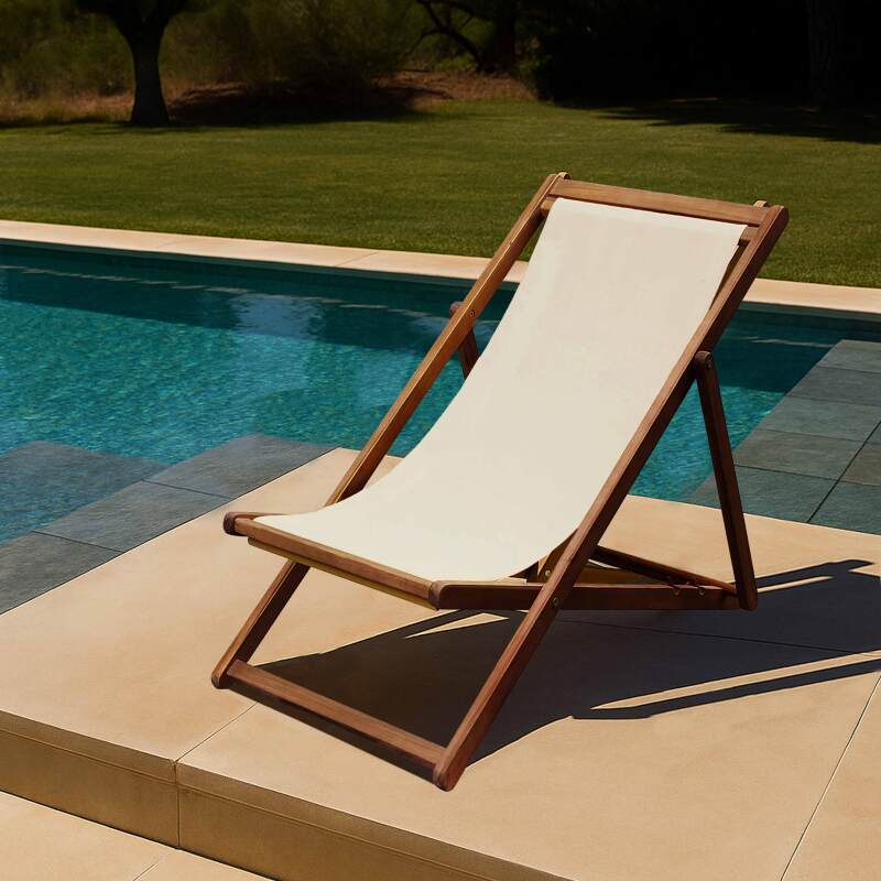 Tumbonas de acacia 100% FSC® reclinables en 3 posiciones - Lote de 2