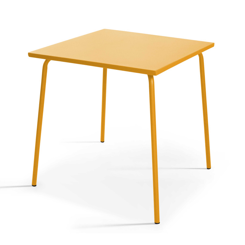 Mesa de jardín cuadrada 70 x 70 cm y 2 sillas de metal apilables (3/7)