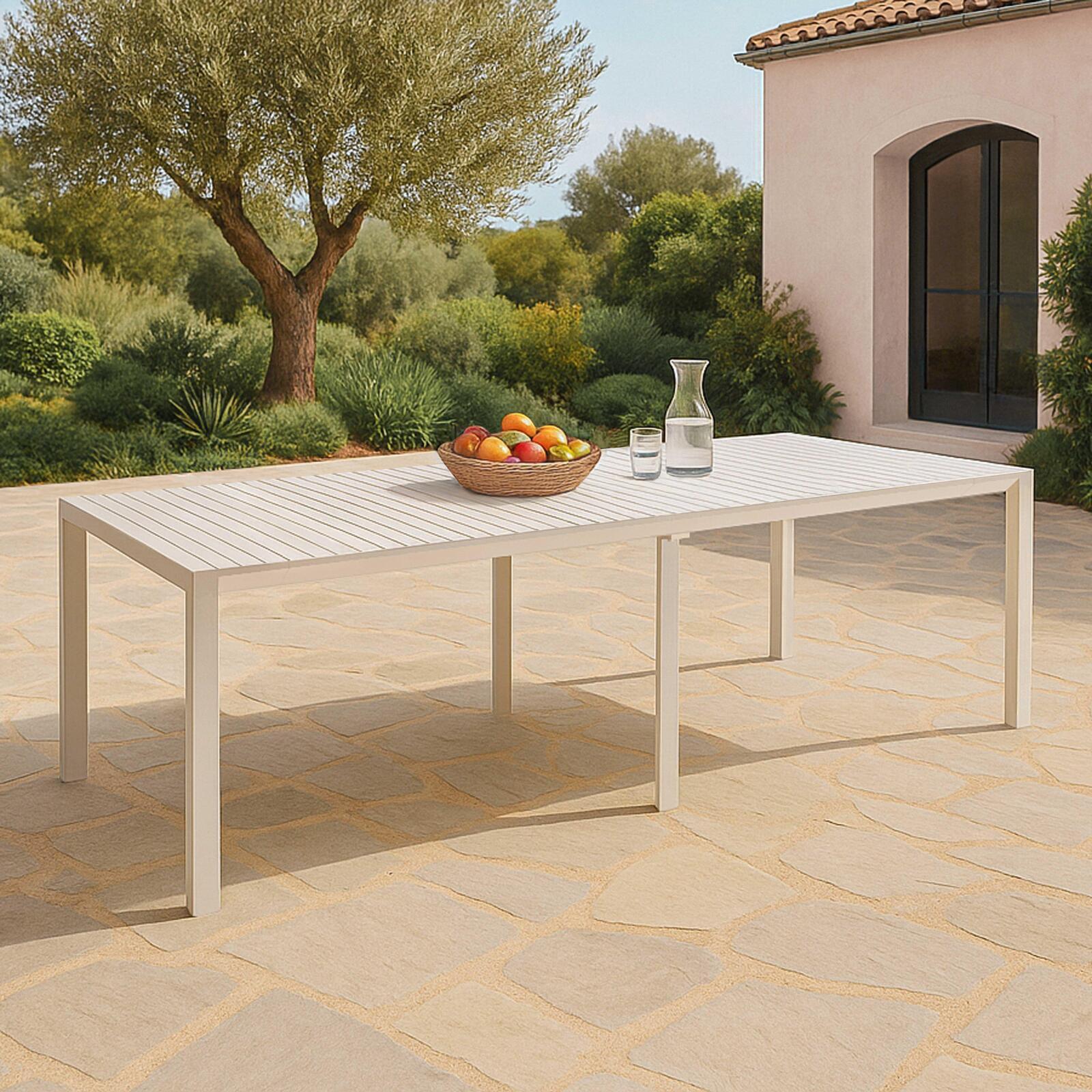 Mesa de jardín extensible rectangular (52/260 x 100 x 74 cm) en aluminio 