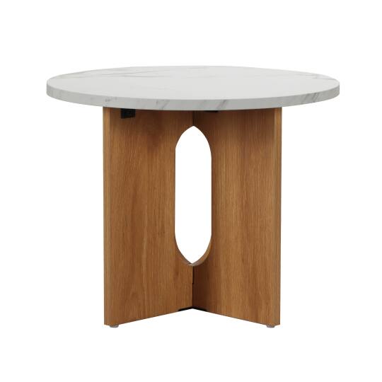 Mesa de centro efecto mármol redonda Ø50 x 40 cm | Oviala