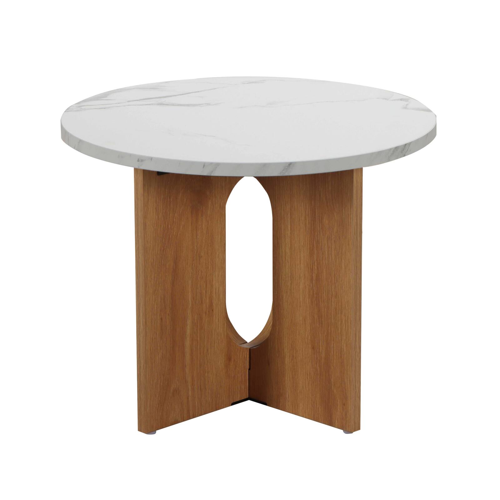 Mesa de centro efecto mármol redonda  Ø50 x 40 cm
