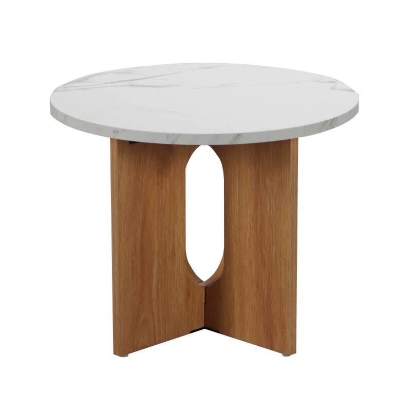 Mesa de centro efecto mármol redonda  Ø50 x 40 cm (3/5)