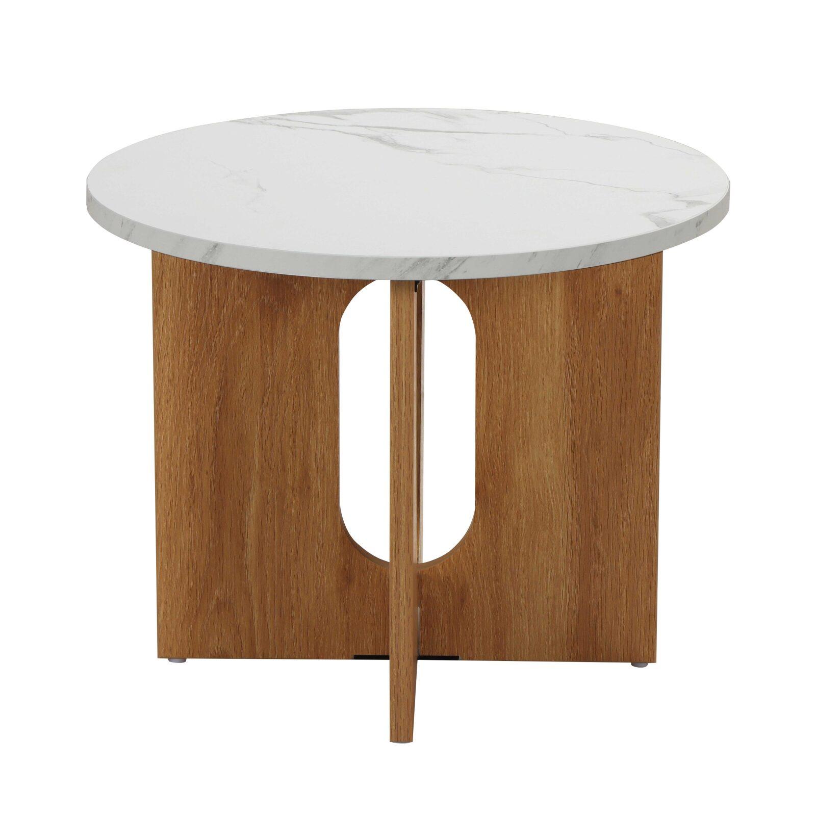 Mesa de centro efecto mármol redonda  Ø50 x 40 cm