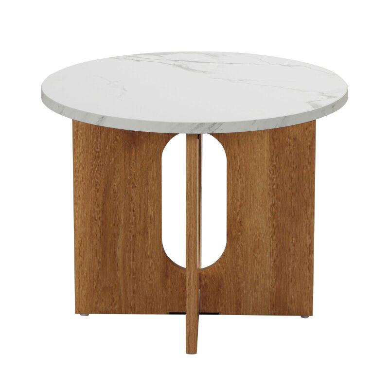 Mesa de centro efecto mármol redonda  Ø50 x 40 cm (2/5)