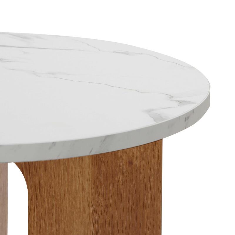 Mesa de centro efecto mármol redonda  Ø50 x 40 cm (4/5)