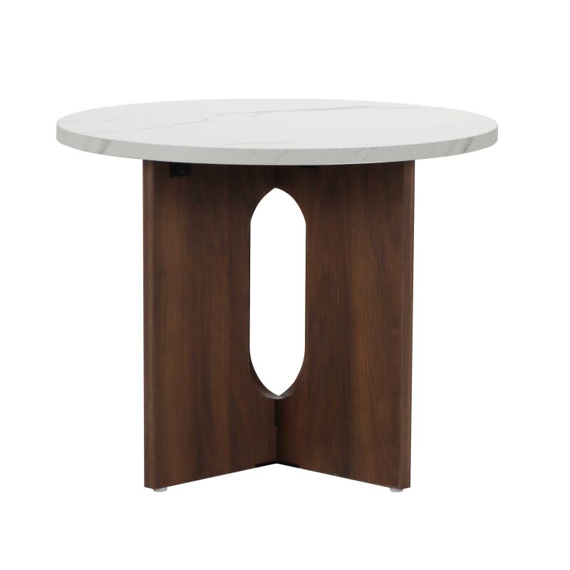 Mesa de centro efecto mármol redonda  Ø50 x 40 cm