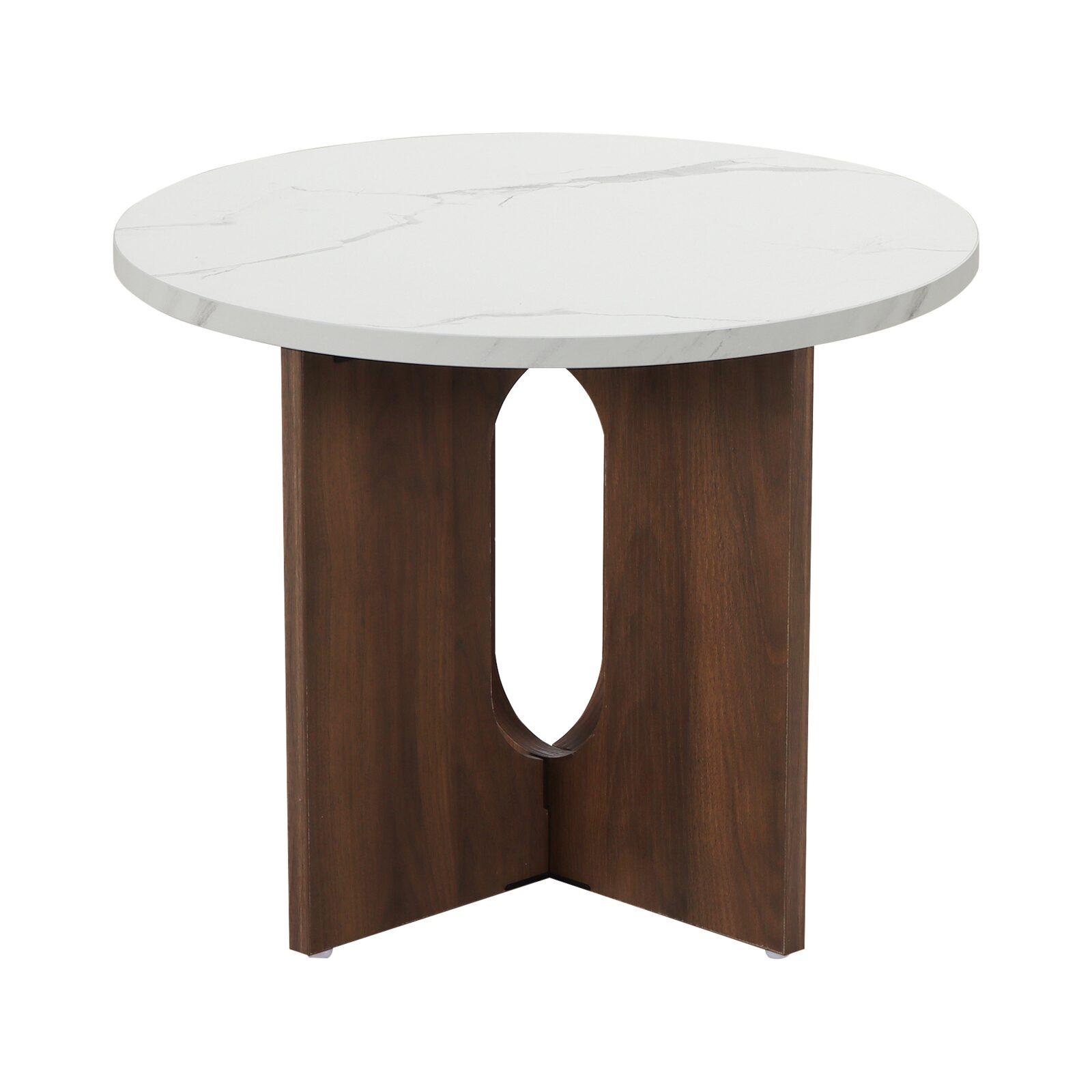 Mesa de centro efecto mármol redonda  Ø50 x 40 cm