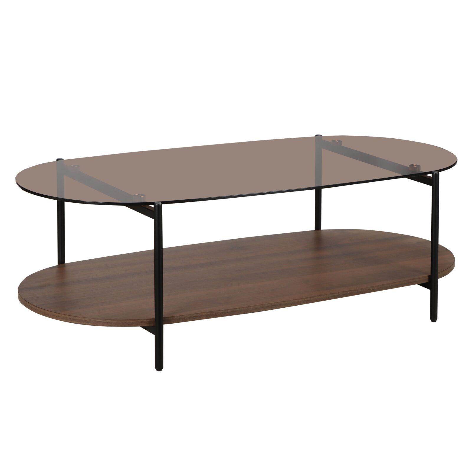 Mesa de centro de cristal ovalada 120 x 55 x 40 cm