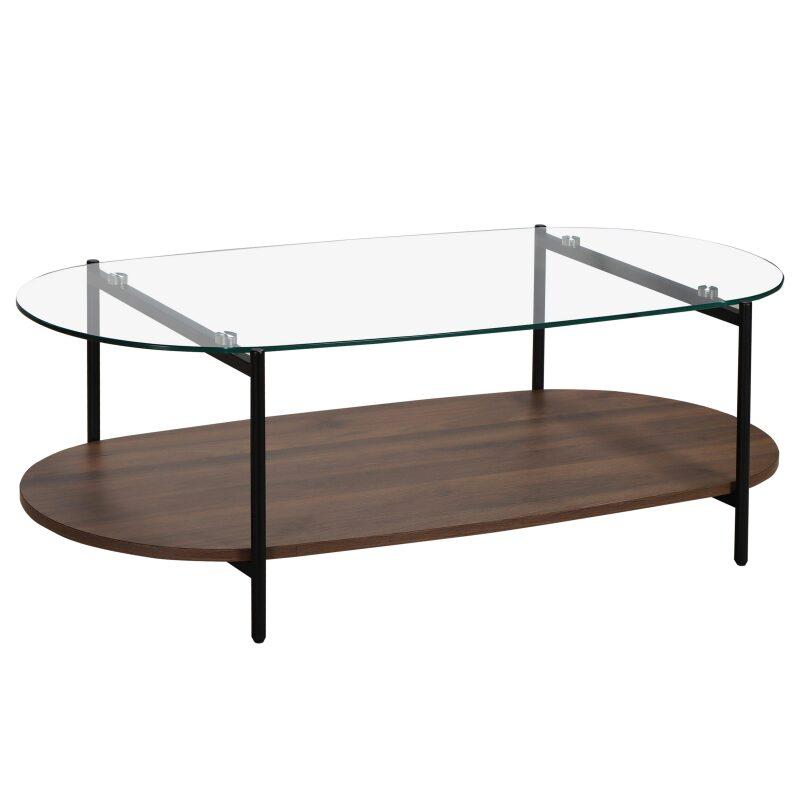 Mesa de centro de cristal ovalada 120 x 55 x 40 cm