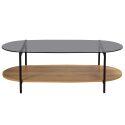 Mesa de centro de cristal y efecto madera clara ovalada 120 x 55 x 40 cm