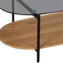 Mesa de centro de cristal y efecto madera clara ovalada 120 x 55 x 40 cm