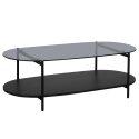 Mesa de centro de cristal y efecto madera negra ovalada 120 x 55 x 40 cm