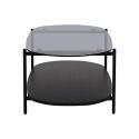 Mesa de centro de cristal y efecto madera negra ovalada 120 x 55 x 40 cm