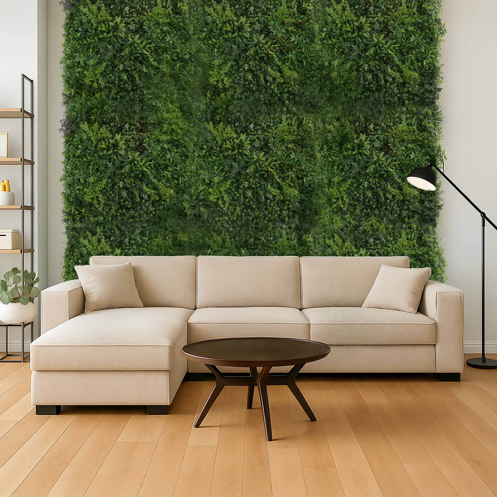 Follaje de pared verde artificial elegante premium interior y exterior 100x100 cm