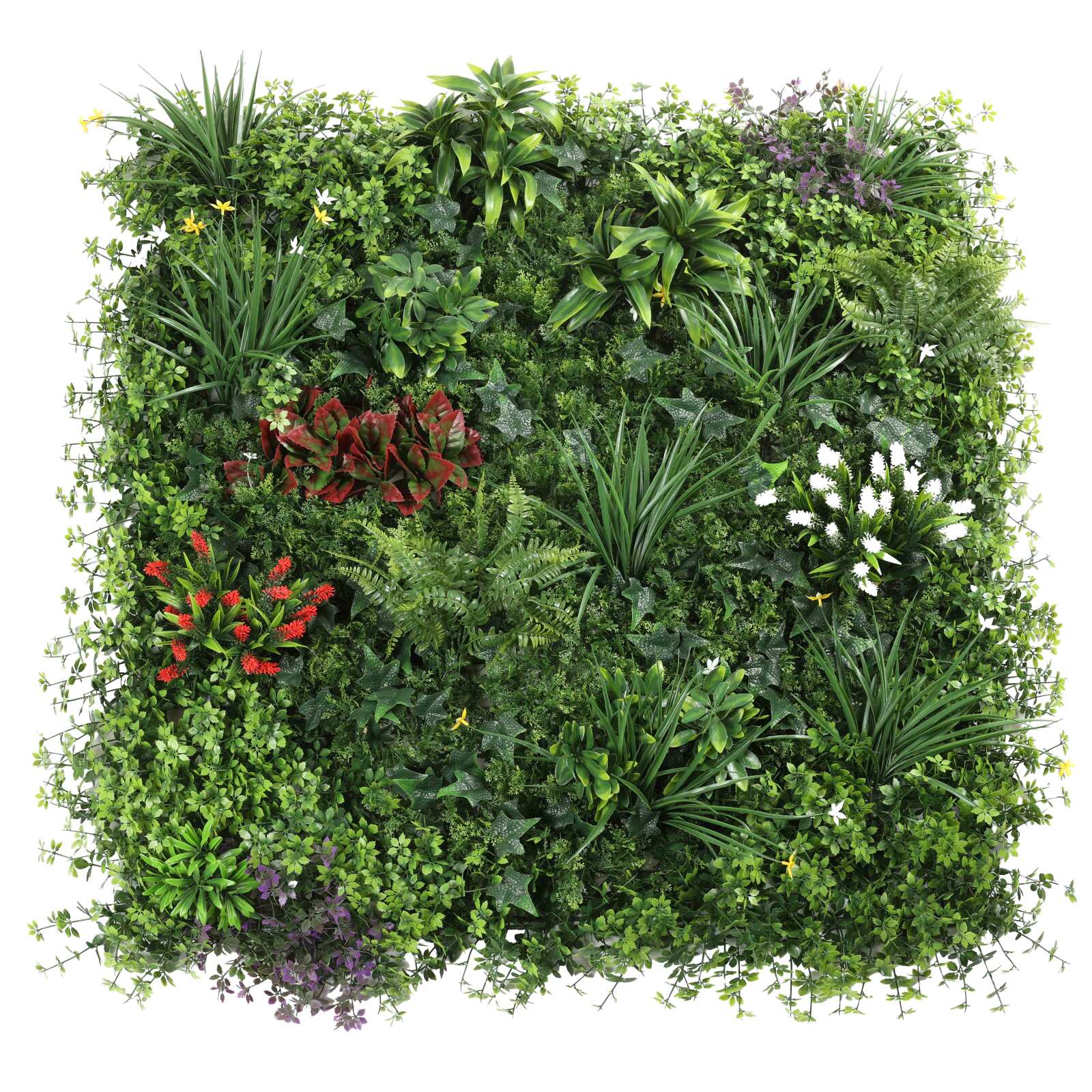 Muro verde artificial, flores naturales, premium, interior y exterior, 100x100 cm