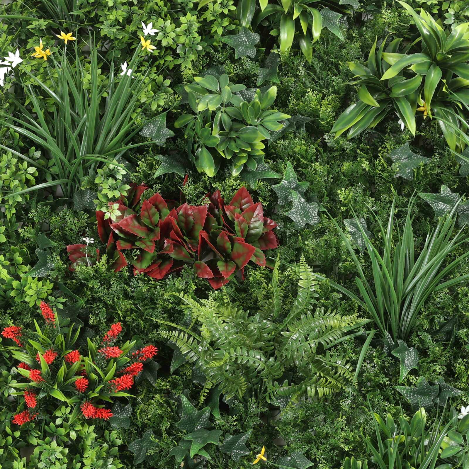 Muro verde artificial, flores naturales, premium, interior y exterior, 100x100 cm