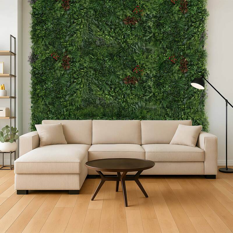 Muro verde artificial, flores naturales, premium, interior y exterior, 100x100 cm (2/3)