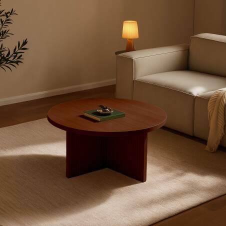 Mesa de centro efecto madera redonda  Ø80 x 45 cm