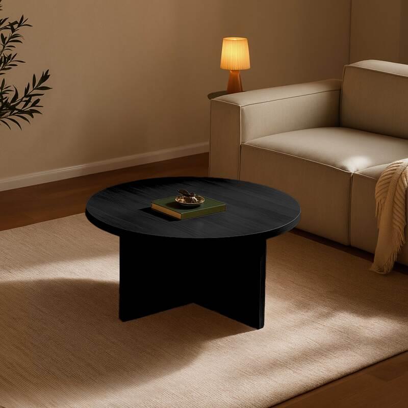Mesa de centro efecto madera redonda  Ø80 x 45 cm