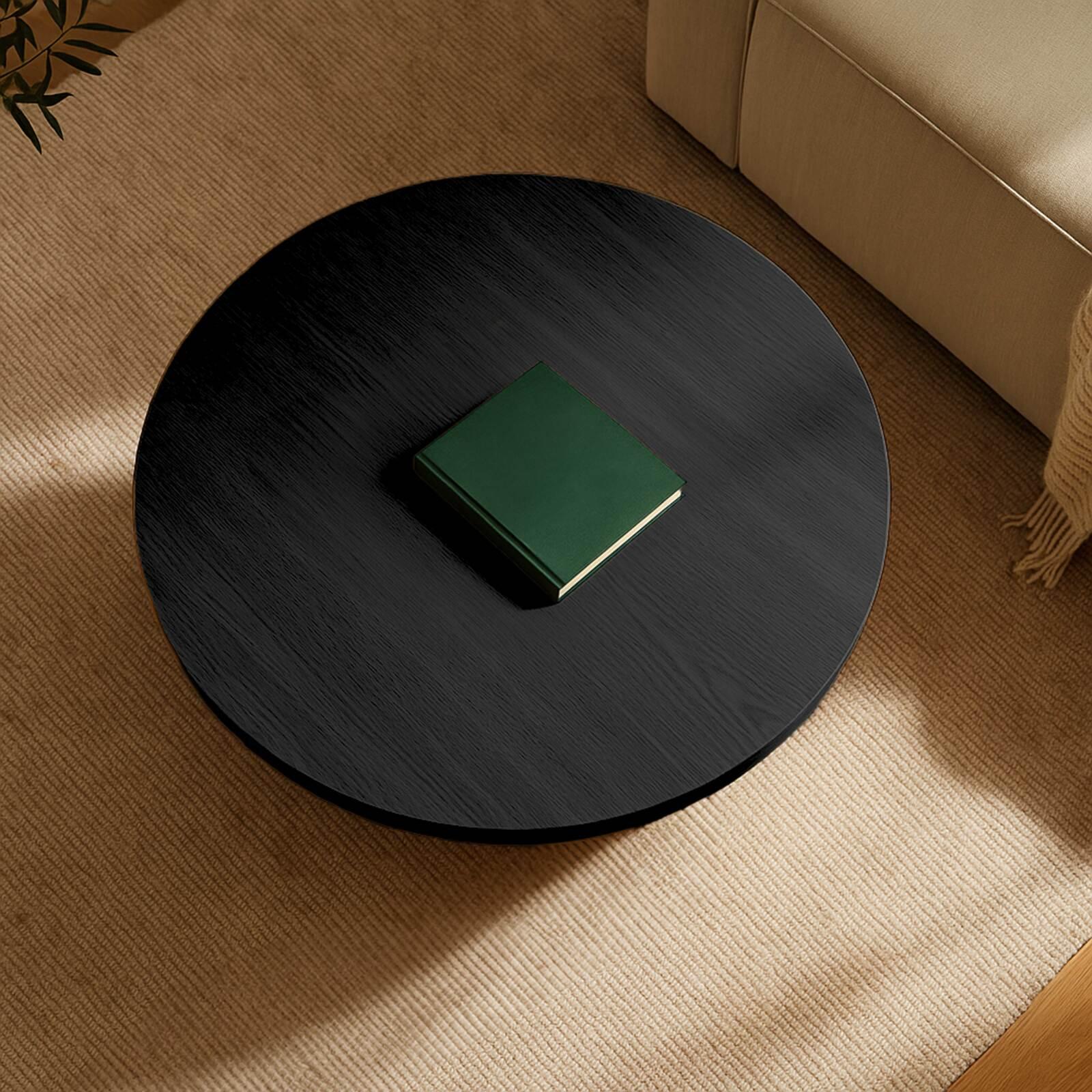 Mesa de centro efecto madera redonda  Ø80 x 45 cm